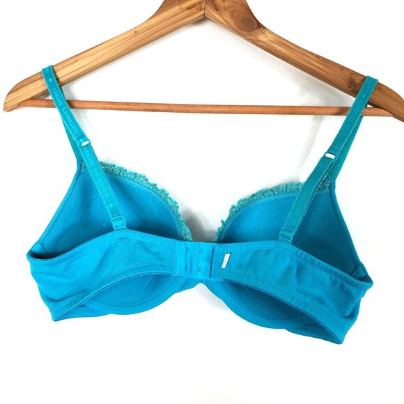 Victoria's Secret Blue Lace Trimmed Push-Up Underwire Bra Women's Size 36C - Picture 3 of 6